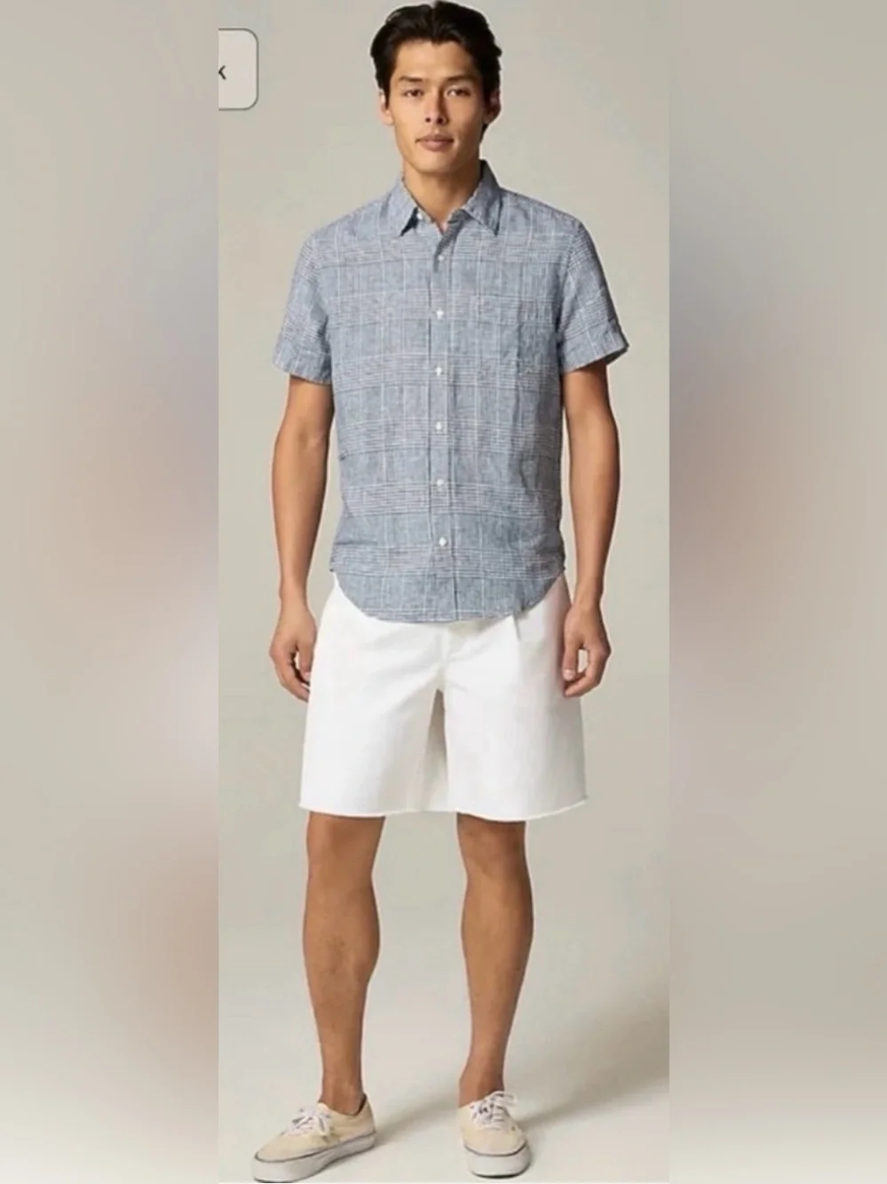 J.Crew Short-sleeve linen point-collar shirt
